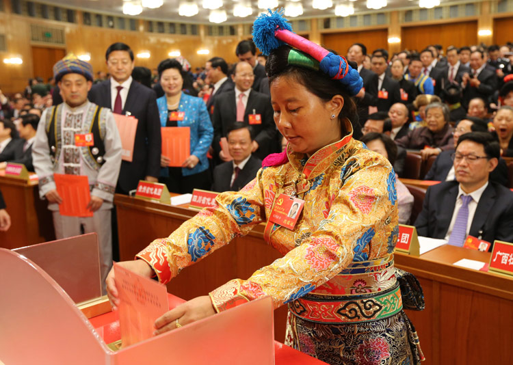 11月14日，中國(guó)共產(chǎn)黨第十八次全國(guó)代表大會(huì)閉幕會(huì)在北京人民大會(huì)堂舉行。這是代表投票選舉中央委員會(huì)委員、候補(bǔ)委員和中央紀(jì)律檢查委員會(huì)委員。新華社記者 姚大偉 攝