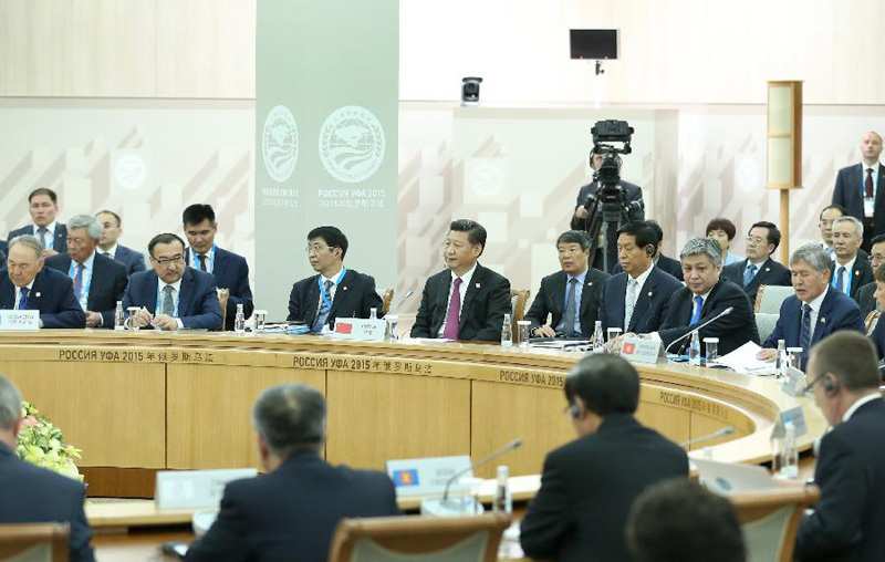 7月10日，上海合作組織成員國元首理事會第十五次會議在俄羅斯烏法舉行。國家主席習(xí)近平出席會議並發(fā)表重要講話。新華社記者 龐興雷攝