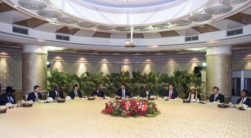 12月4日，國家主席習(xí)近平在約翰內(nèi)斯堡集體會見13位非洲國家領(lǐng)導(dǎo)人。新華社記者 謝環(huán)馳 攝