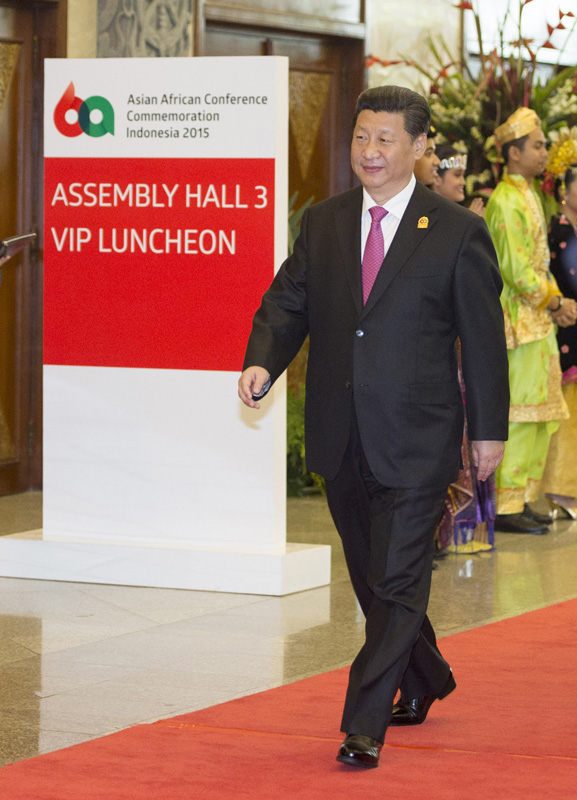 4月22日，國家主席習(xí)近平在印度尼西亞首都雅加達出席亞非領(lǐng)導(dǎo)人會議開幕式並發(fā)表講話。新華社記者 謝環(huán)馳 攝
