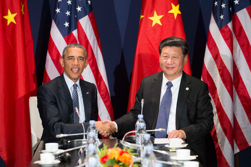 11月30日，國家主席習(xí)近平在巴黎會(huì)見美國總統(tǒng)奧巴馬。新華社記者 黃敬文 攝