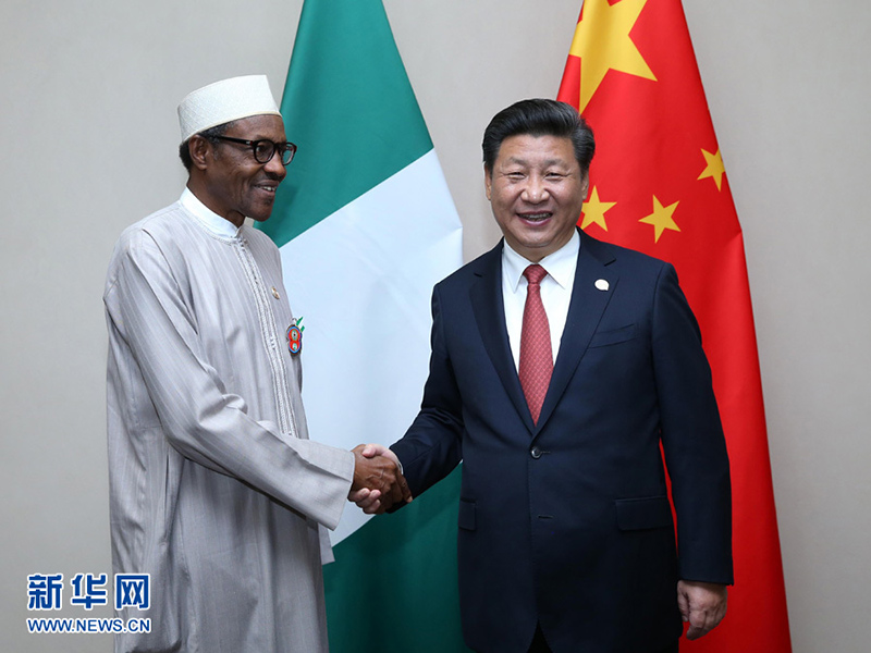 12月4日，國家主席習(xí)近平在約翰內(nèi)斯堡會(huì)見尼日利亞總統(tǒng)布哈裡。 新華社記者 龐興雷 攝