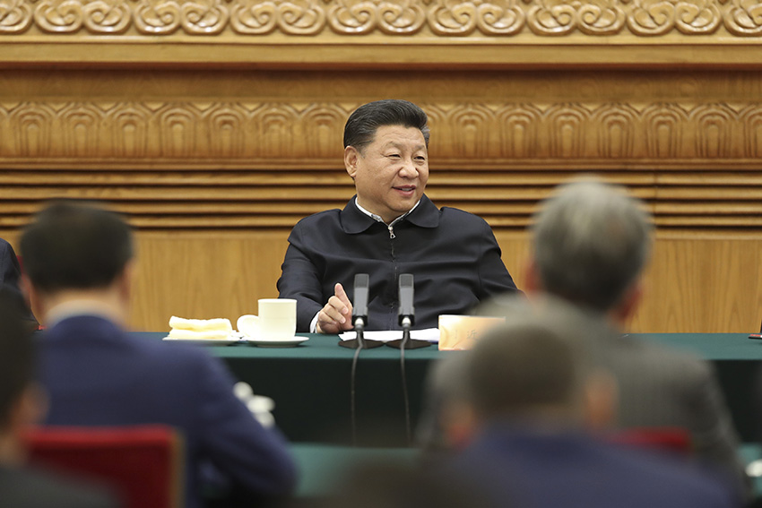 11月1日，中共中央總書記、國家主席、中央軍委主席習(xí)近平在北京人民大會堂主持召開民營企業(yè)座談會並發(fā)表重要講話。新華社發(fā)（盛佳鵬 攝）