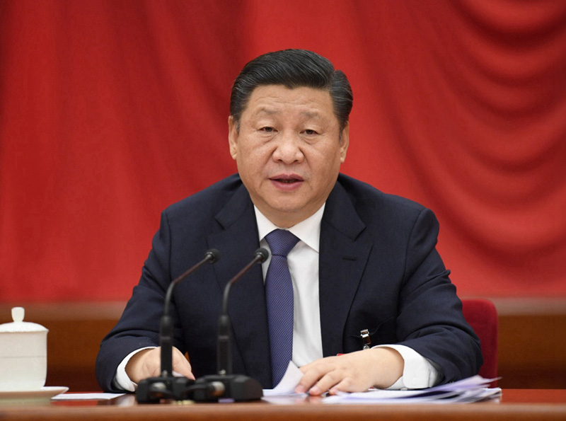 中國共產(chǎn)黨第十九屆中央委員會第二次全體會議，於2018年1月18日至19日在北京舉行。中央委員會總書記習(xí)近平作重要講話。 新華社記者 李學(xué)仁 攝
