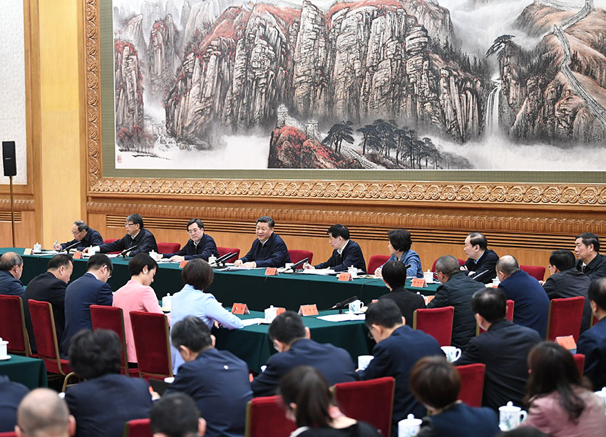 3月18日，中共中央總書記、國家主席、中央軍委主席習近平在北京主持召開學校思想政治理論課教師座談會並發(fā)表重要講話。 新華社記者 謝環(huán)馳 攝