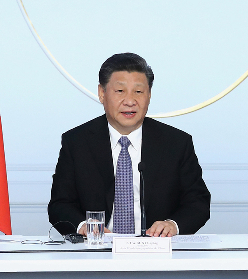 3月26日，國家主席習(xí)近平在巴黎出席中法全球治理論壇閉幕式並致辭。 新華社記者 鞠鵬 攝