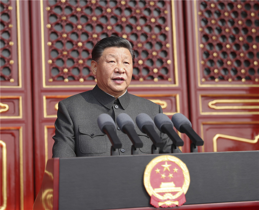 10月1日上午，慶祝中華人民共和國成立70周年大會在北京天安門廣場隆重舉行。中共中央總書記、國家主席、中央軍委主席習近平發(fā)表重要講話。 新華社記者 鞠鵬 攝