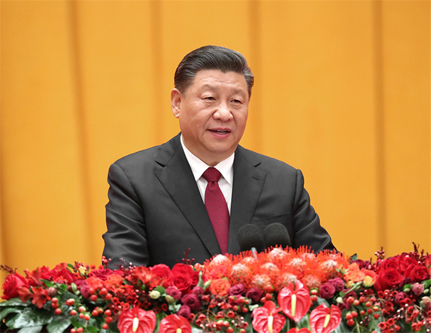 1月23日，中共中央、國務院在北京人民大會堂舉行2020年春節(jié)團拜會。中共中央總書記、國家主席、中央軍委主席習近平發(fā)表講話。新華社記者 姚大偉 攝