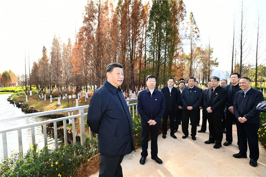 1月20日，正在雲(yún)南考察的中共中央總書記、國(guó)家主席、中央軍委主席習(xí)近平來(lái)到昆明，前往滇池星海半島生態(tài)濕地，察看滇池保護(hù)治理情況。新華社記者 謝環(huán)馳 攝
