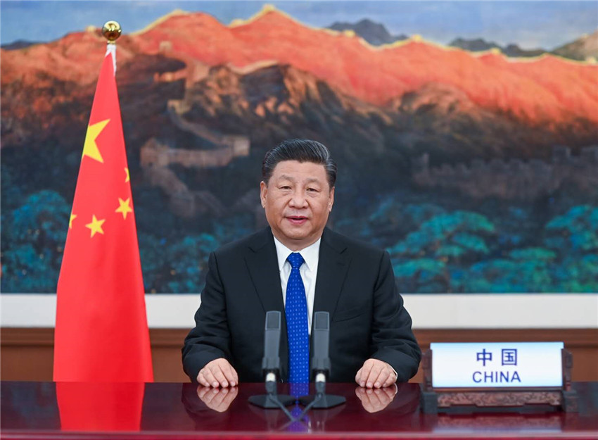 5月18日，國家主席習(xí)近平在第73屆世界衛(wèi)生大會視頻會議開幕式上發(fā)表題為《團(tuán)結(jié)合作戰(zhàn)勝疫情　共同構(gòu)建人類衛(wèi)生健康共同體》的致辭。 新華社記者 李學(xué)仁 攝